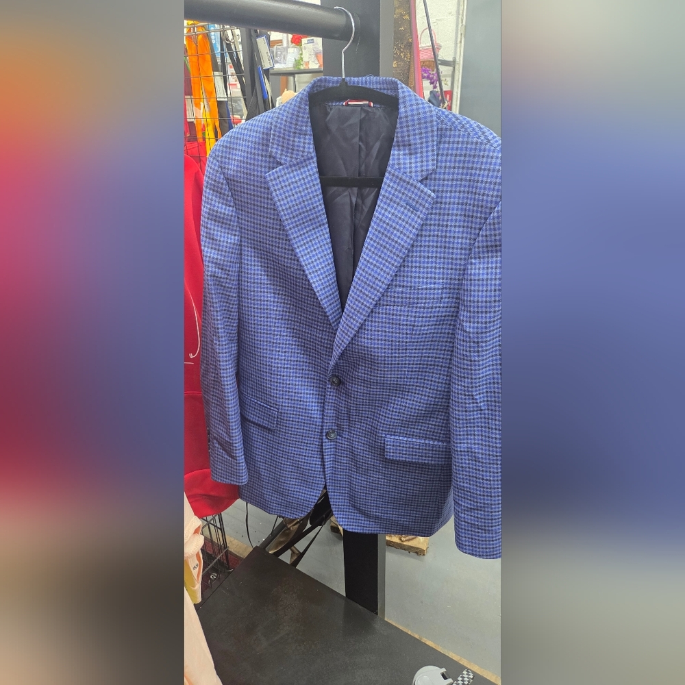 Tommy Hilfiger Navy Checkered Sport Coat